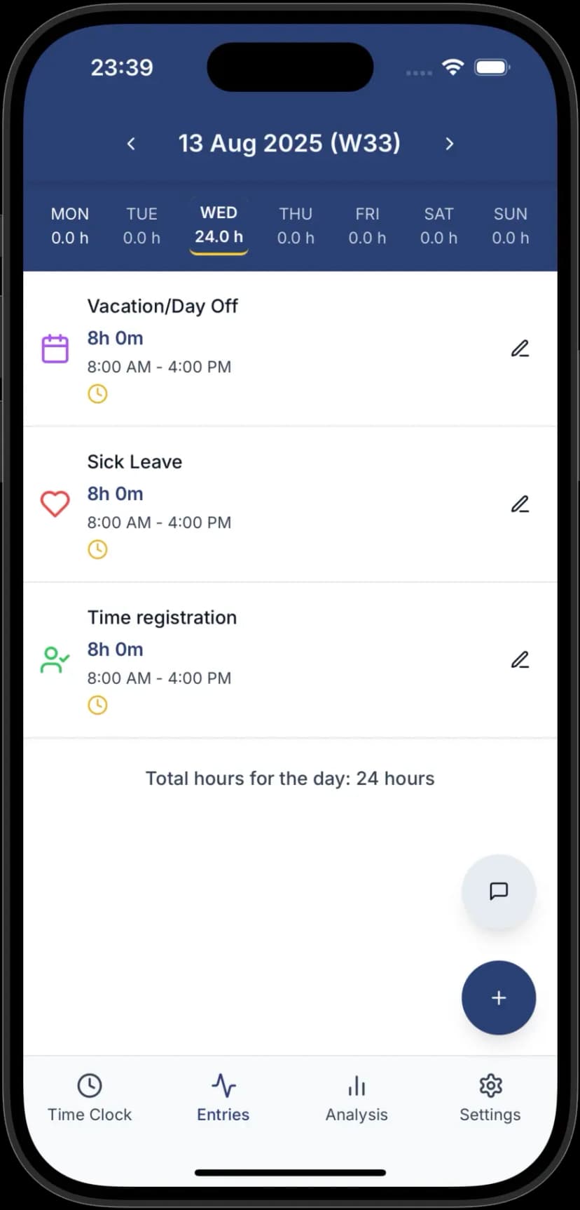 Feuille de temps détaillée